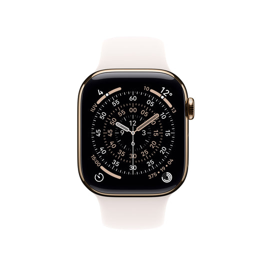Apple Watch Series 11 GPS + Cellular 42mm Gold Titanium Case with Light Blush Sport Band - S/M
