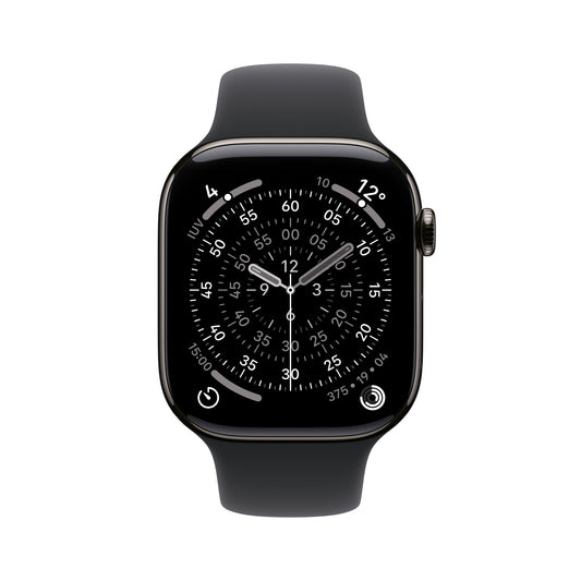 Apple Watch Series 11 GPS + Cellular 46mm Slate Titanium Case with Black Sport Band - S/M