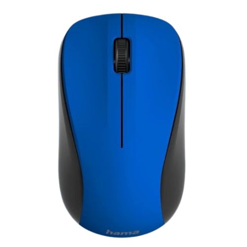 Hama MW-300 V2 Wireless Optical Mouse, 3 Buttons, Quiet, Ambidextrous, Blue/Black