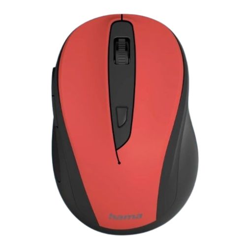 Hama MC-400 V2 Compact Wireless Optical Mouse, 6 Buttons, 800-1600 DPI, Black/Red