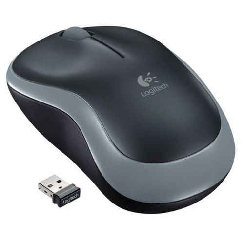 Logitech M185 Wireless Notebook Mouse, USB Nano Receiver, Black/Grey