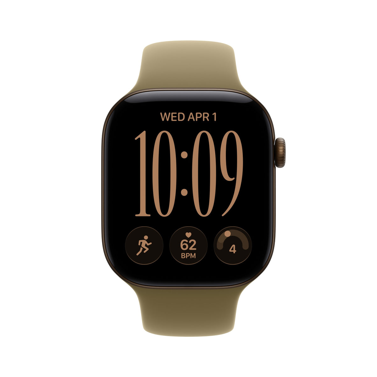 Apple Watch Series 12 GPS 46mm Dark Bronze Aluminium Case with Olive Sport Band - M/L