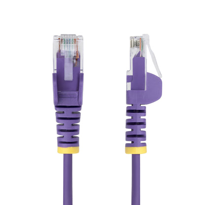 StarTech.com 2m Purple Slim CAT6 Ethernet Cable, Snagless, 100W PoE, UTP, LSZH, 28AWG Pure Bare Copper Wire, Slim RJ45 Network Patch Cord w/Strain Reliefs, Individually Tested