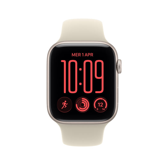 Apple Watch SE (3nd generation) SE 3 GPS 44mm Starlight Aluminium Case with Sand Sport Band - S/M