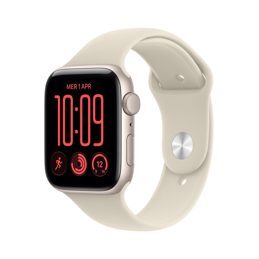 Apple Watch SE (3nd generation) SE 3 GPS 44mm Starlight Aluminium Case with Sand Sport Band - S/M