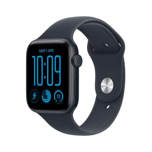 Apple Watch SE (3nd generation) SE 3 GPS + Cellular 44mm Midnight Aluminium Case with Navy Blue Sport Band - M/L
