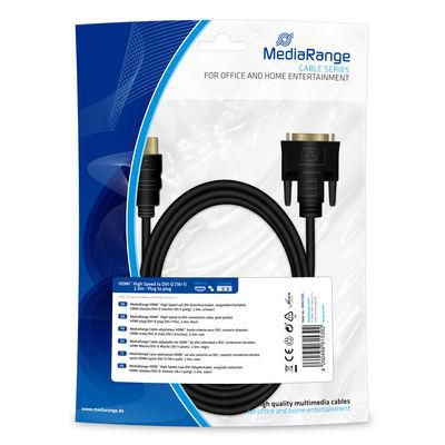 MediaRange Hdmi To Dvi Connection Cable, Gold-Plated, Hdmi Plug/Dvi-D Plug (18+1 Pin), 2.0M, Black