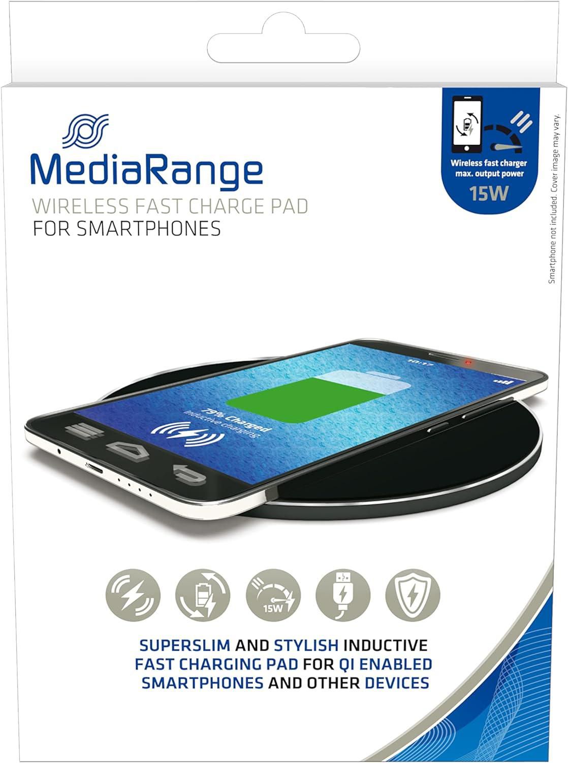 MediaRange Mobile Device Charger Smartphone Black Usb Wireless Charging Fast Charging Indoor