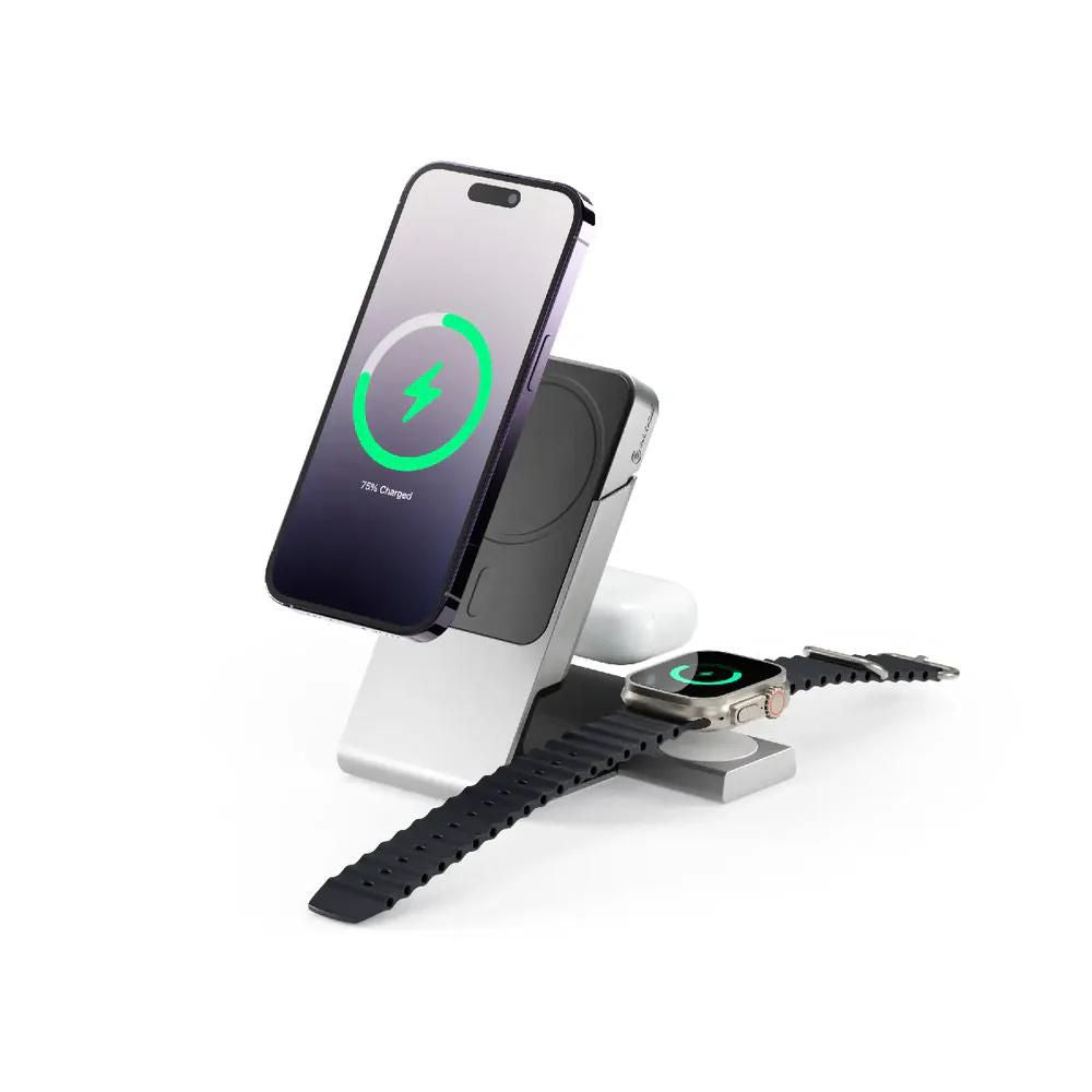 Alogic Matrix+ 3-In-1 Magnetic Charging Dock With Apple Watch Charger For Iphone 16-12 , Apple Watch, Airpods , Charging Station For