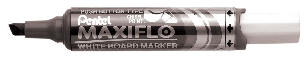 Pentel Maxiflo Whiteboard Marker Chisel Tip 1.5-6.2mm Line Black (Pack 12) - MWL6-AO
