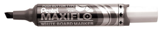 Pentel Maxiflo Whiteboard Marker Chisel Tip 1.5-6.2mm Line Black (Pack 12) - MWL6-AO