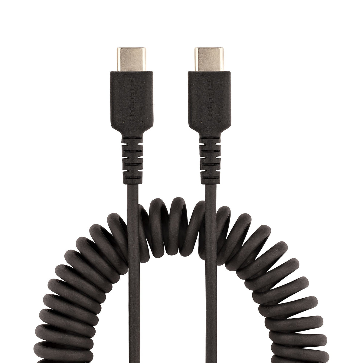 StarTech.com 1.6ft (50cm) USB-C Fast Charging Cable, Rugged, Coiled, Charge & Sync, 3A, USB 2.0, TPE Jacket and Aramid Fiber - USB C Charging Cord