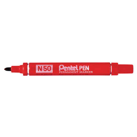 Pentel N 50 permanent marker Bullet tip Red 12 pc(s)