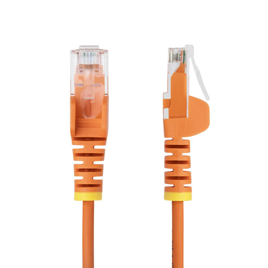 StarTech.com 50cm Orange Slim CAT6 Ethernet Cable, Snagless, 100W PoE, UTP, LSZH, 28AWG Pure Bare Copper Wire, Slim RJ45 Network Patch Cord w/Strain Reliefs, Individually Tested