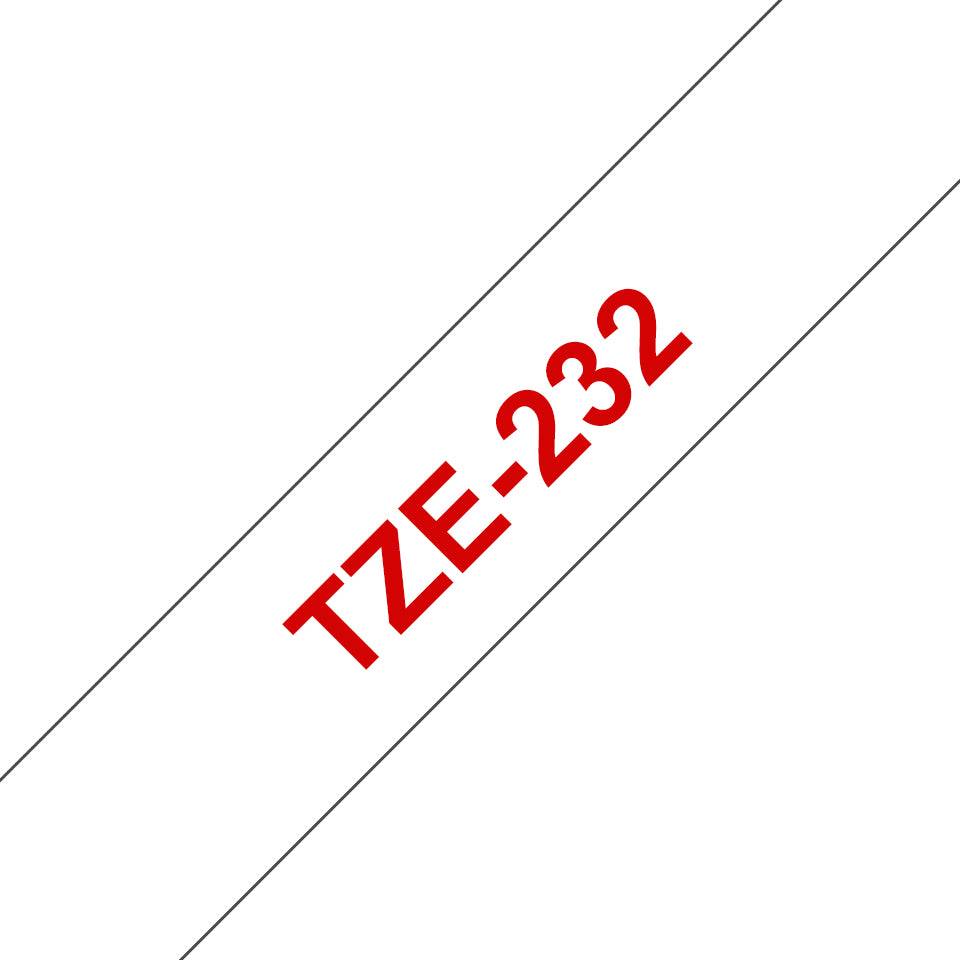 Brother TZE-232 DirectLabel red on white Laminat 12mm x 8m for Brother P-Touch TZ 3.5-18mm/6-12mm/6-18mm/6-24mm/6-36mm