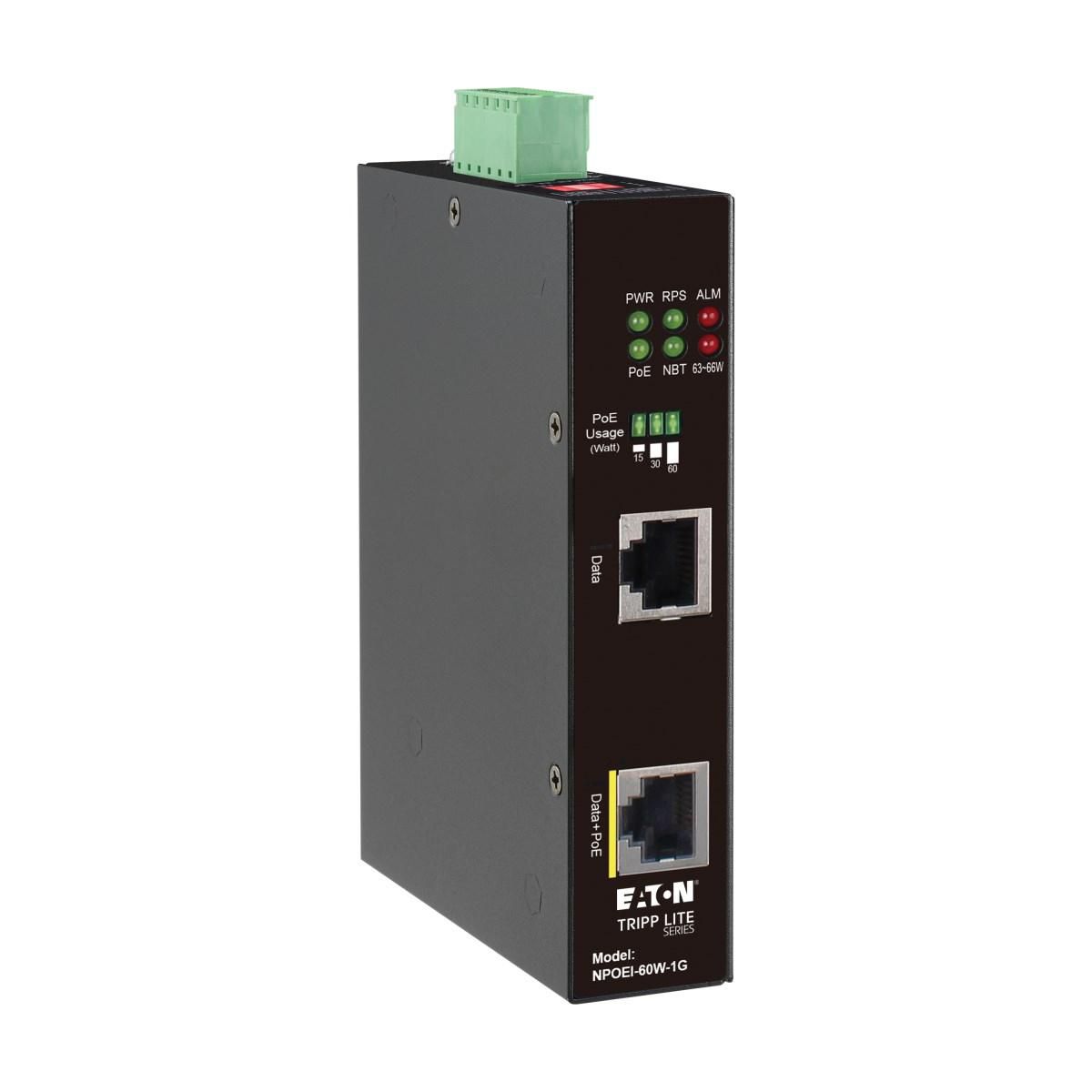 Tripp Lite Industrial Gigabit Ethernet Poe Injector, 60W Poe++, 802.3Bt, Midspan, -40? To +75?, Ip30 Housing, Dual 24-57Vdc , Din Rail, 1 Port