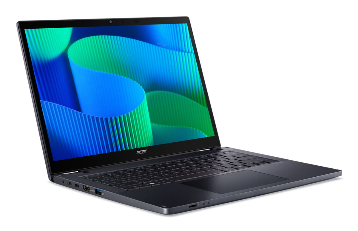 Acer TravelMate TMP414RN-54-TCO-75K1 Intel Core Ultra 7 155U Hybrid (2-in-1) 35.6 cm (14") Touchscreen WUXGA 16 GB DDR5-SDRAM 512 GB SSD Wi-Fi 6E (802.11ax) Windows 11 Pro Blue