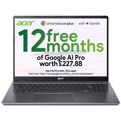 Acer Chromebook Plus 516 Intel Core i3-1315U 8GB RAM 128GB UFS 16" Chrome OS Laptop