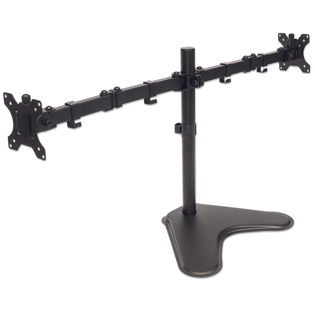 Manhattan Dual Desk Mount for TV & Monitors (Full Motion), Stand Assembly, For screens: 10-27", VESA compatibility: 75x75 and 100x100mm - check the dimensions of the four mounting holes on back of screen to ensure it fits, Max 8kg (each), Black, Bracket