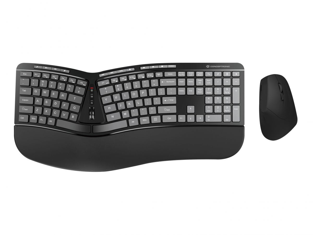 Conceptronic ERGO Wireless Ergonomic Keyboard & Mouse Kit, QWERTY EN (US)