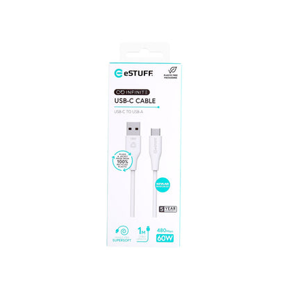eSTUFF ES605170 USB cable USB 2.0 1 m USB C USB A 60 W White