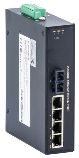 Barox Switches for DIN rail, 100MBit/s, without management, extended temperature range, 4x10/100TX, RJ45 / 1x100FX-SM,