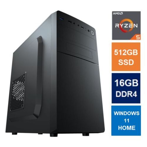 Euro IT MATX Tower PC, Vida Business Case, Ryzen 5 5600G, 16GB 3200MHz, 512GB SSD, Corsair 550W, No Optical, KB & Mouse, Windows 11 Home