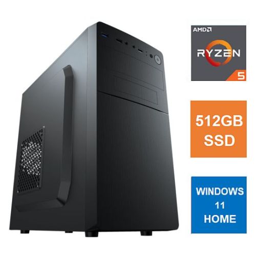 Euro IT MATX Tower PC, Vida Business Case, Ryzen 5 5600G, 8GB 3200MHz, 512GB SSD, Corsair 550W, No Optical, KB & Mouse, Windows 11 Home