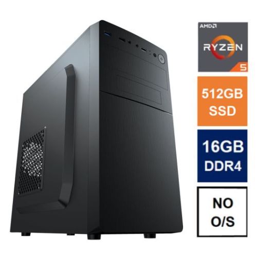 Euro IT MATX Tower PC, Vida Business Case, Ryzen 5 5600G, 16GB 3200MHz, 512GB SSD, Corsair 550W, No Optical, KB & Mouse, No Operating System