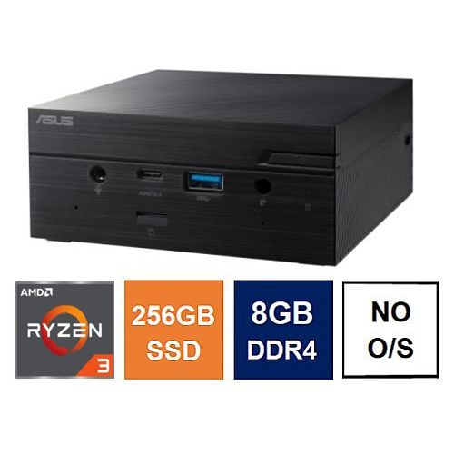 Euro IT Mini PC, Asus PN51 Case, Ryzen 3 5300U, 8GB 3200MHz, 256GB SSD, 2.5G LAN, AC Wi-Fi, HDMI, DP, USB-C, VESA Mountable, No Operating System