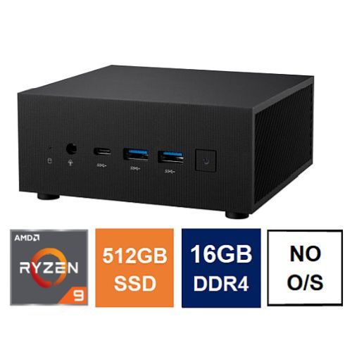 Euro IT Mini PC, Asus PN52 Case, Ryzen 9 5900HX, 16GB 3200MHz, 512GB SSD, 2.5G LAN, Wi-Fi 6E, HDMI, DP, USB-C, VESA Mountable, No Operating System