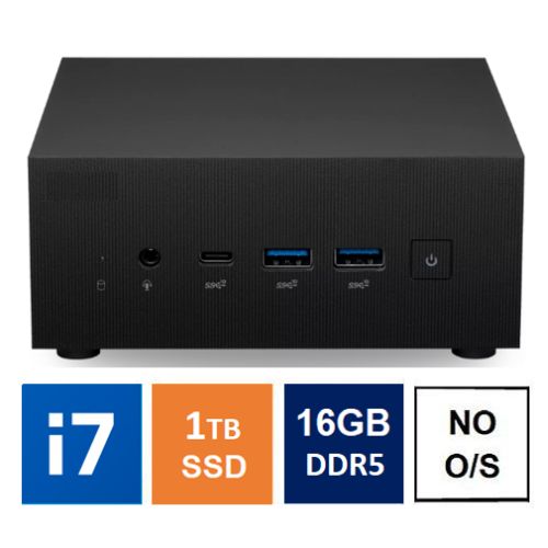 Euro IT Mini PC, Asus PN64 Case, i7-12700H, 16GB DDR5, 1TB SSD, HDMI, DP, USB-C, 2.5G LAN, Wi-Fi 6E, VESA Mountable, No Operating System