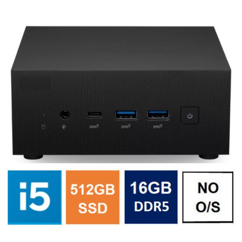 Euro IT Mini PC, Asus PN64 Case, i5-12500H, 16GB DDR5, 512GB SSD, HDMI, DP, USB-C, 2.5G LAN, Wi-Fi 6E, VESA Mountable, No Operating System