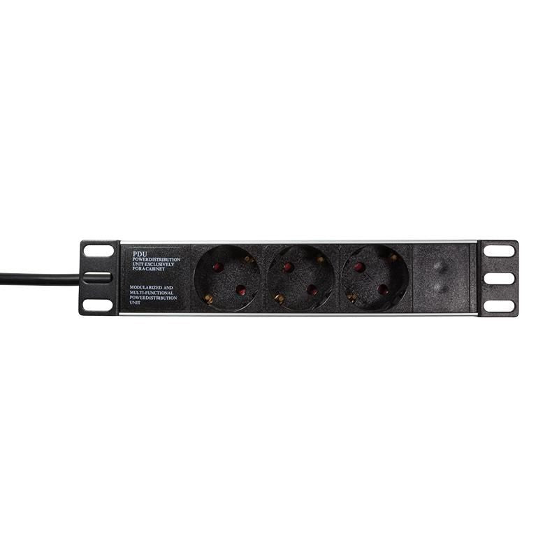 LogiLink 10" PDU 3-way German socket, without switch PDU3B01, 1U, Polypropylene (PP), Black, 3 AC outlet(s), 1.8 m, H05VV-F