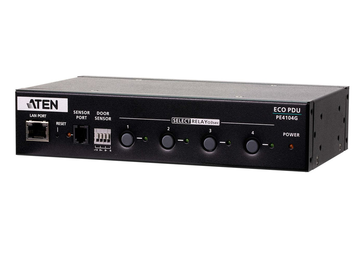Aten 4-Outlet 1U Half-rack eco PDU, Switched by Outlet (10A) (4x C13) with Auto Ping and Reboot 4-Outlet IP Control Box, Basic, 1U, Black, 4