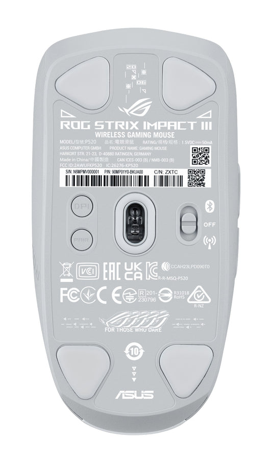ASUS ROG Strix Impact III Wireless mouse Gaming Ambidextrous RF Wireless + Bluetooth Optical 36000 DPI