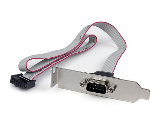 StarTech.com DB9 SERIAL PORT BRACKET HEADER 1 Port 16in DB9 Serial Port Bracket to 10 Pin Header - Low Profile, Small Form Factor (SFF), Other, Gray,