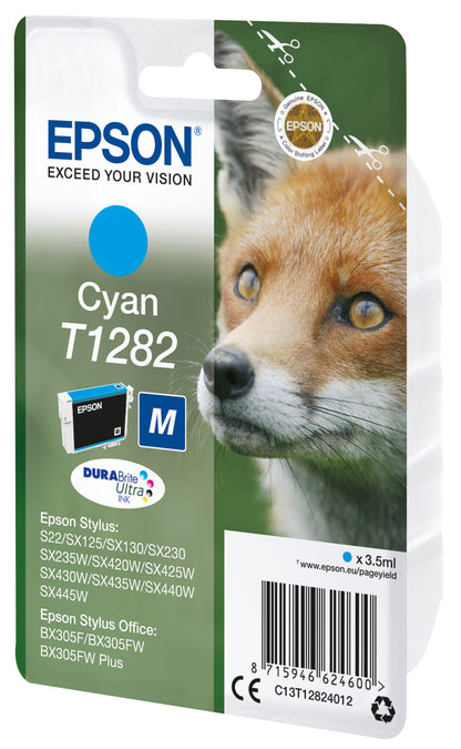 Epson C13T12824012/T1282 Ink cartridge cyan, 175 pages 3,5ml for Epson Stylus S 22/SX 235 W/SX 420/SX 430 W