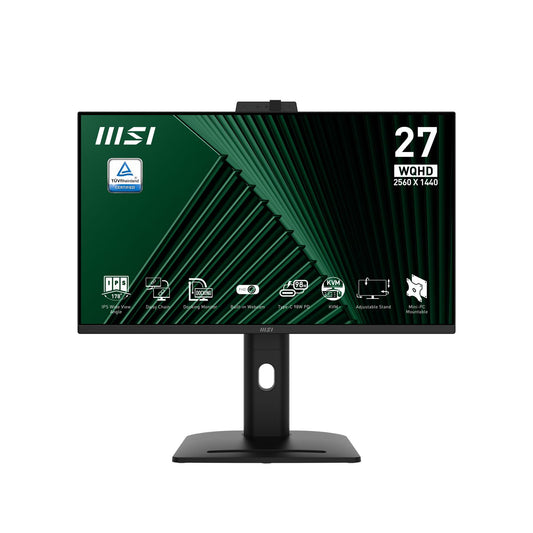 MSI 27 Inch Monitor, Qhd (2560 X 1440), 100Hz, Ips, 1Ms, 2X Hdmi 2.0B, 1X Dp 1.2A Input, 1X Dp 1.2A Output, 1X Type-C (Dp Alt.) W/ 98W Pd,