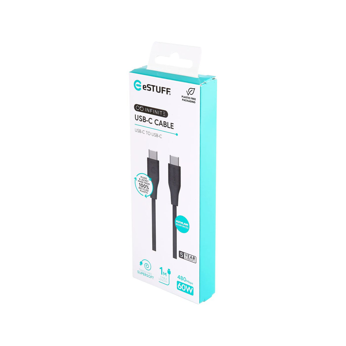 eSTUFF ES604180 USB cable USB 2.0 1 m USB C 60 W Black