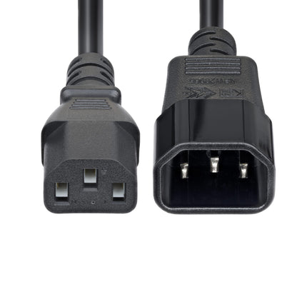 StarTech.com 4.5m (15ft) Power Extension Cord, C14 to C13 PDU Power Cord, 10A 250V, 14AWG, AC Power Cable for PDU/Power Supply, KEMA-KEUR Certified