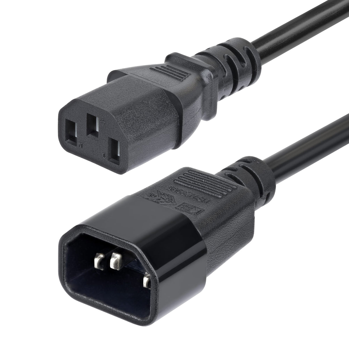 StarTech.com 4.5m (15ft) Power Extension Cord, C14 to C13 PDU Power Cord, 10A 250V, 14AWG, AC Power Cable for PDU/Power Supply, KEMA-KEUR Certified