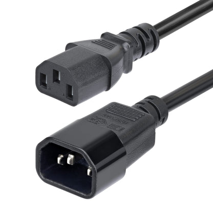StarTech.com 4.5m (15ft) Power Extension Cord, C14 to C13 PDU Power Cord, 10A 250V, 14AWG, AC Power Cable for PDU/Power Supply, KEMA-KEUR Certified