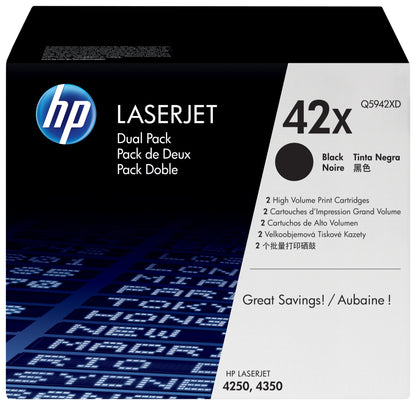 HP Q5942XD/42XD Toner cartridge black high-capacity twin pack, 2x20K pages ISO/IEC 19752 Pack=2 for HP LaserJet 4250