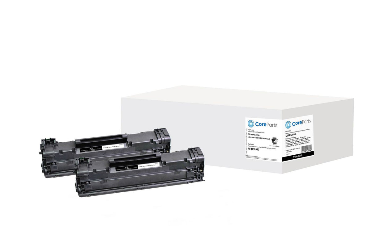 CoreParts Toner Black CE285AD Pages: 1600x2, Nordic Swan HP LaserJet P1102 (85A) Twin Pack