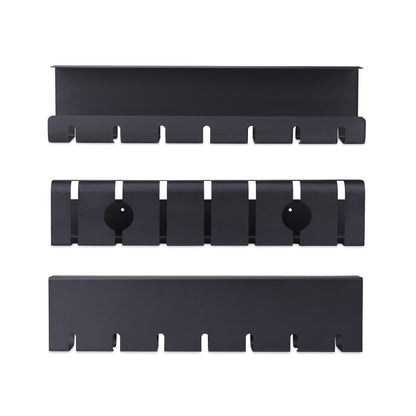 StarTech.com 2-Pack Under Desk Cable Management Tray, 42" Long (21" Per Tray), Metal Slotted Style Cable Organizer, Screw-On Install, Power Bar Holder, Black, TAA