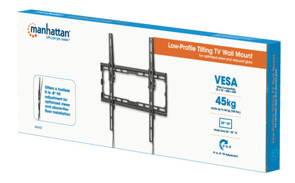 Manhattan Wall Mount for TV & Monitors (Tiltable), For screens 32" to 55", VESA compatibility: all between 200x200mm to 400x400mm - check the dimensions of the four mounting holes on back of screen to ensure it fits, Max 35kg, Black, Bracket
