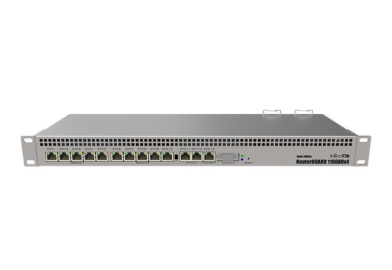 MikroTik RouterBOARD 1100AHx4 with Annapurna Alpine AL21400 Cortex A15 CPU (4-cores, 1.4GHz per core), 1GB RAM, 13xGbit LAN, RouterOS L6,