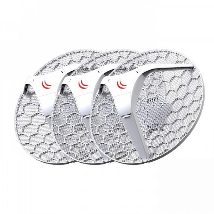 MikroTik LHG 5 3-pack, Dual chain with 24,5dBi 5GHz antenna wireless, 600MHz CPU, 64MB RAM, 1x LAN, POE, PSU,