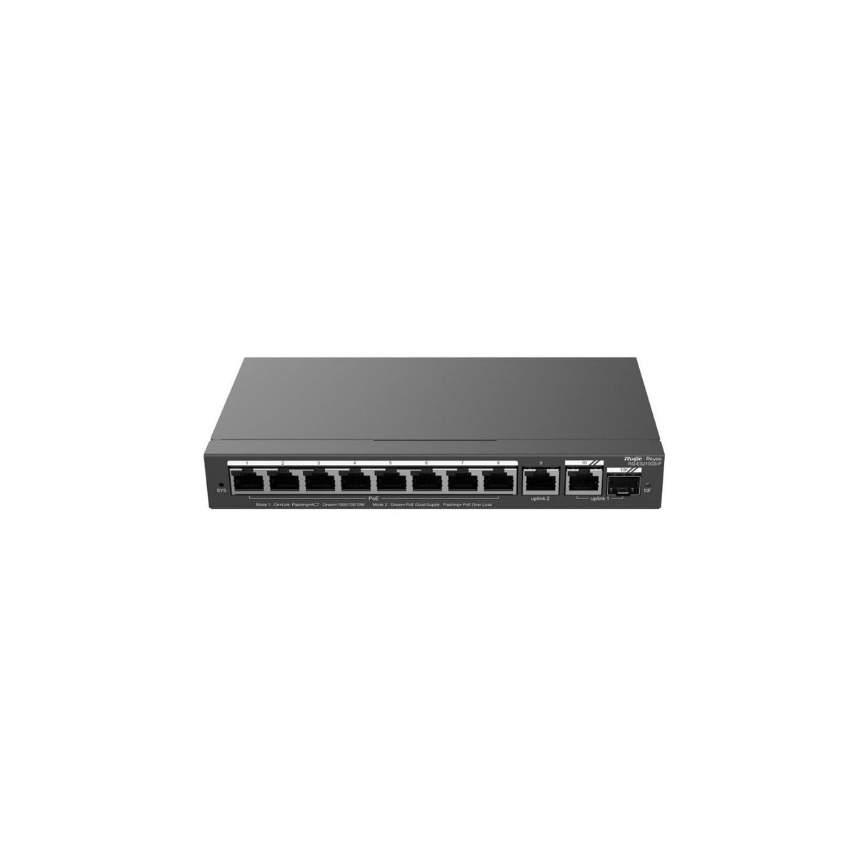 Ruijie 10-Port Gigabit Smart POE Switch, 8 PoE/POE+ Gigabit RJ45 Ports with 1 Gigabit RJ45/1 combo SFP uplink ports,,120W PoE